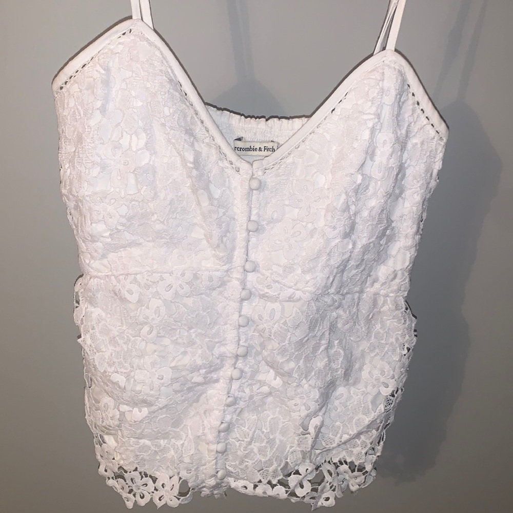 abercrombie sz small white lace tank!